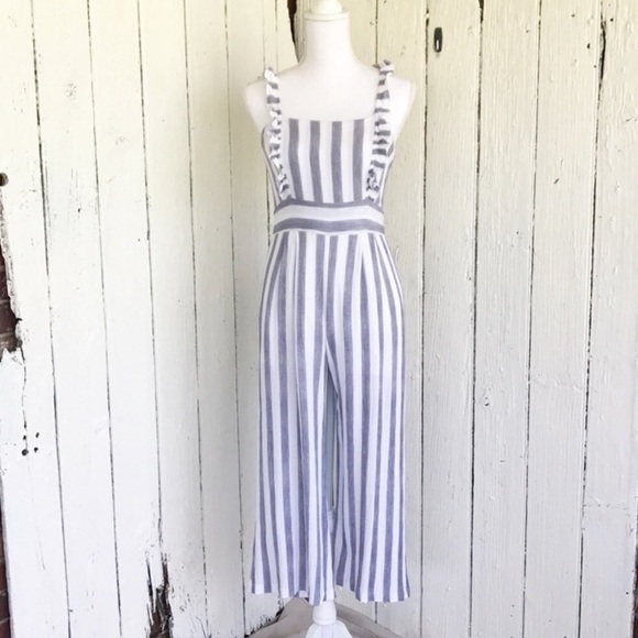 Pants - Jumpsuit Nordstrom ruffle apron stripe blue white
